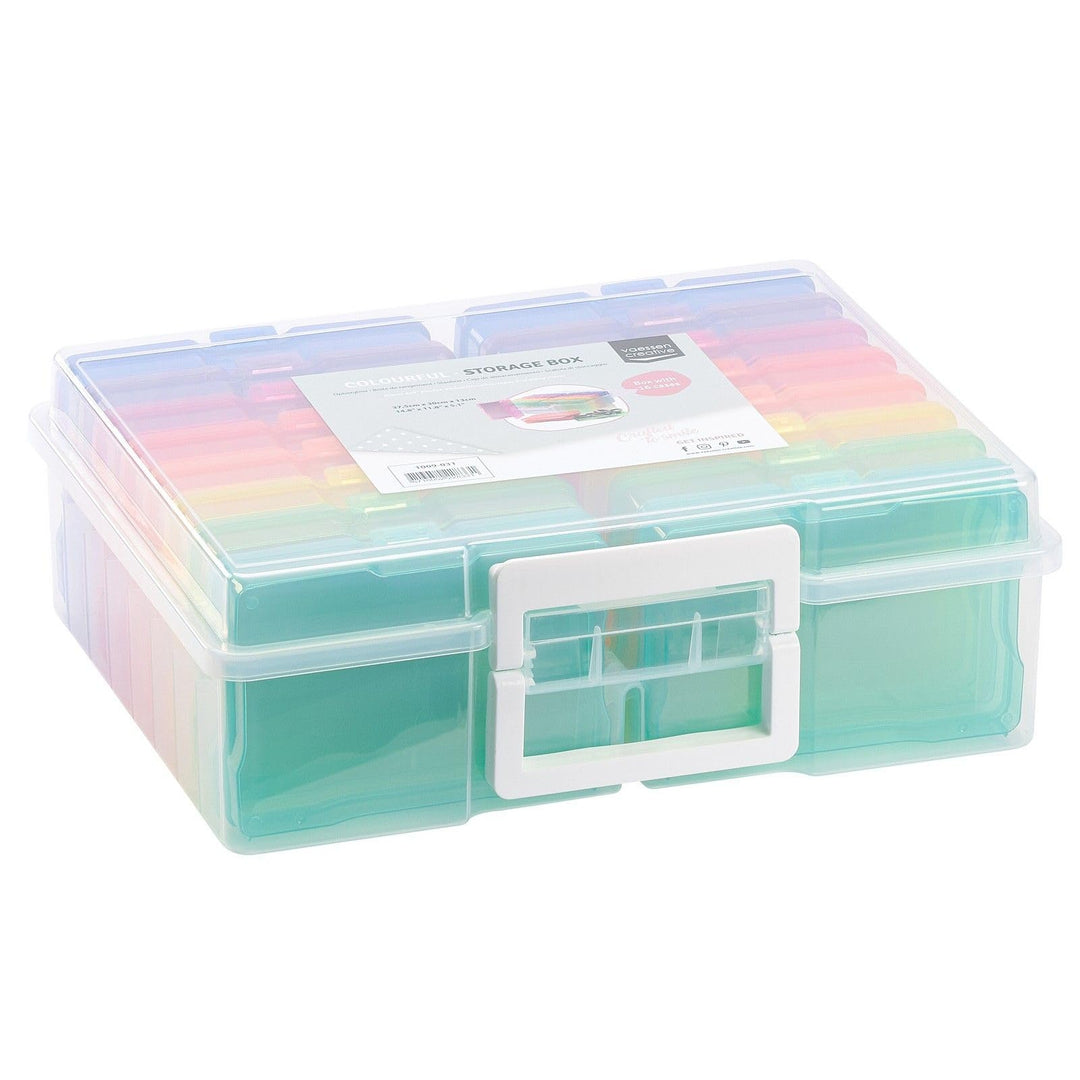Vaessen Creative Farbige Staubox mit 16 Boxen, 37,50 x 30 x 13 cm Mit 16 bunten Dosen, Mit 16 bunten