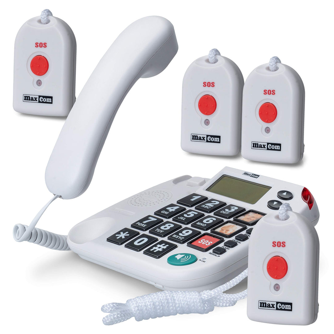 Maxcom KXT481SOS: Seniorentelefon mit Funk Notruf Sender und grossen Tasten extra laut; schnurgebund