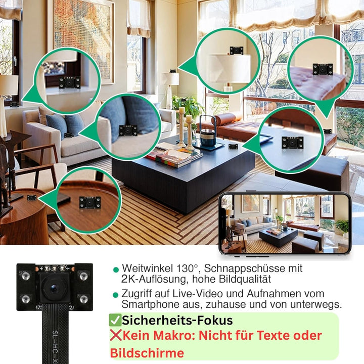 WIWACAM MW5 2023-gen WLAN-Kamera 4K Ultra HD, Bewegungserkennung, Überwachungskammera-Innen, microSD