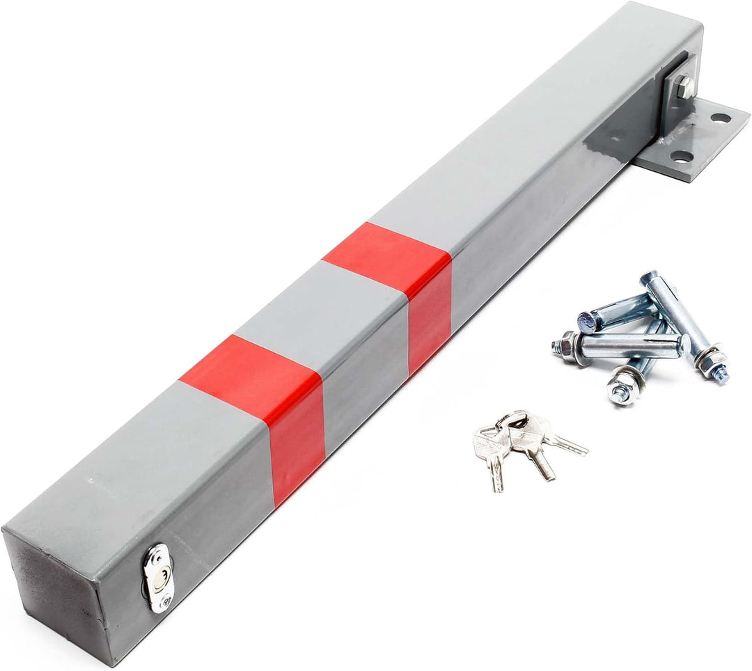 Wiltec Parkpfosten 700 x 160 x 110 mm, Parkplatzsperre klappbar eckig, Absperrpfosten aus Stahl, Par