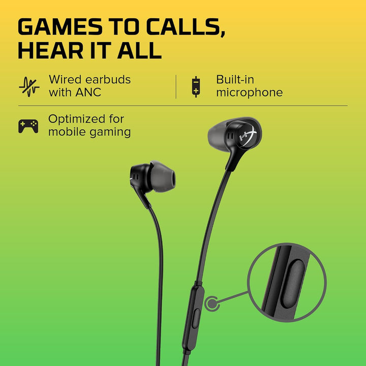 HyperX Cloud Earbuds II Gaming-Ohrhörer mit Mikrofon, Schwarz, Schwarz