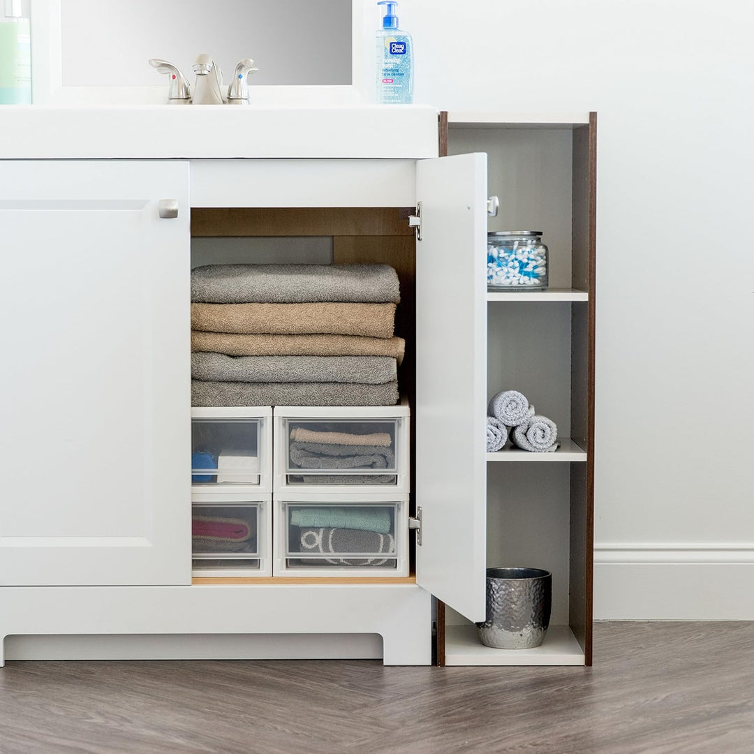 Iris Ohyama MSD-1 Kompakte Stapelschublade, weiss, 6 Quart, 4 Stück, Kunststoff, 7L / 4er-Set, 4
