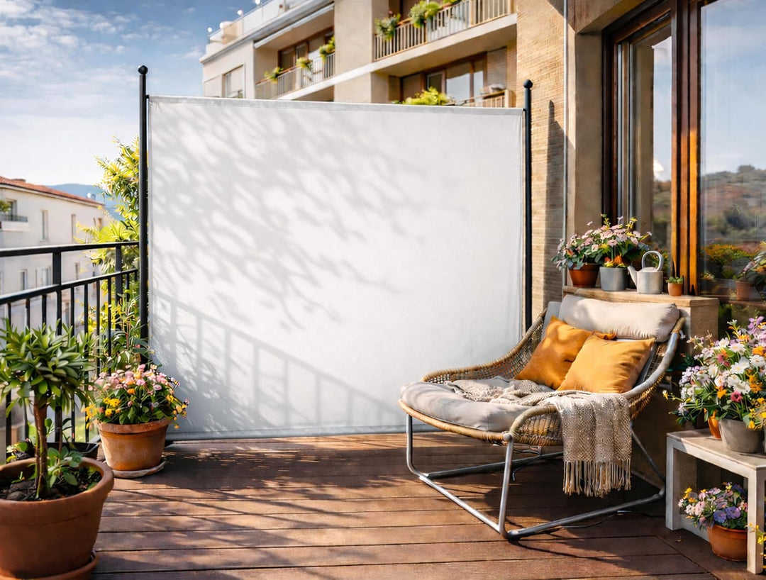 QUICK STAR Paravent 180 x 178 cm Stoff Raumteiler Gross Garten Stellwand Trennwand Balkon Sichtschut