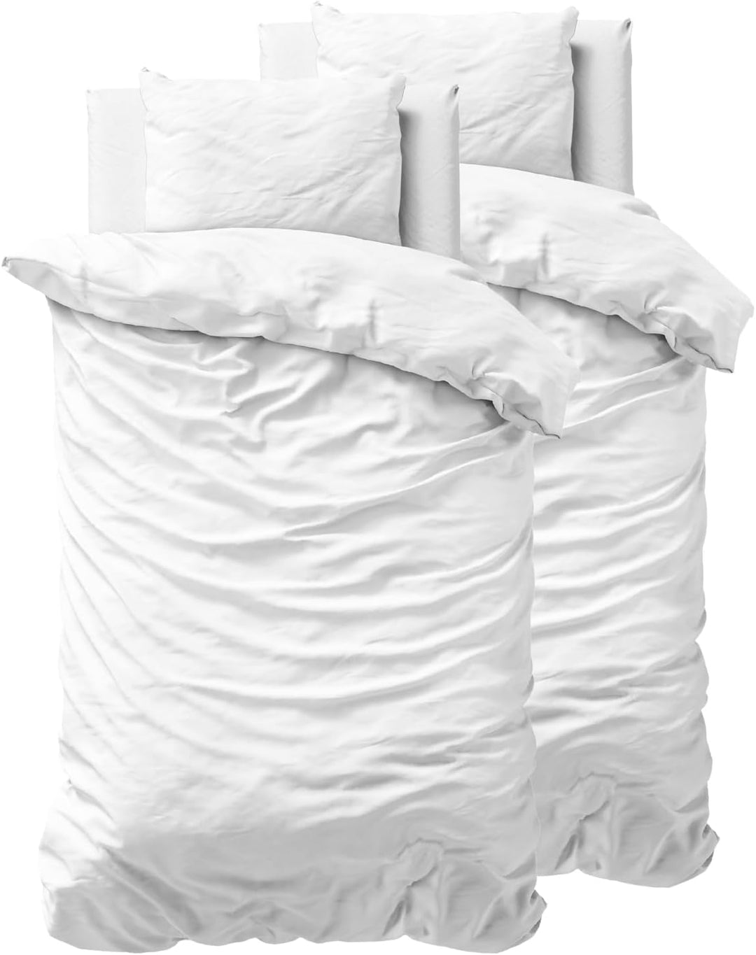 Sleeptime 100% Baumwolle Bettwäsche 135cm x 200cm 4teilig Weiss - weich & bügelfrei Bettbezüge mit R
