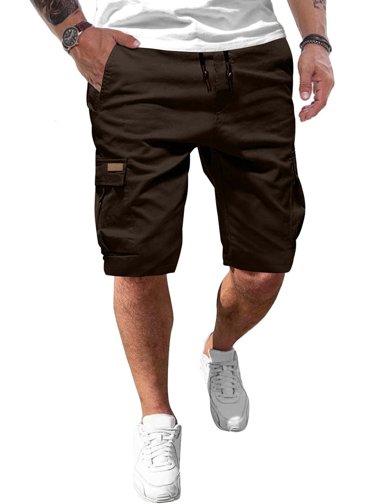 JMIERR Kurze Hosen Herren Baumwolle Cargo Shorts Herren Sommer Freizeithose mit Taschen S C Braun, S