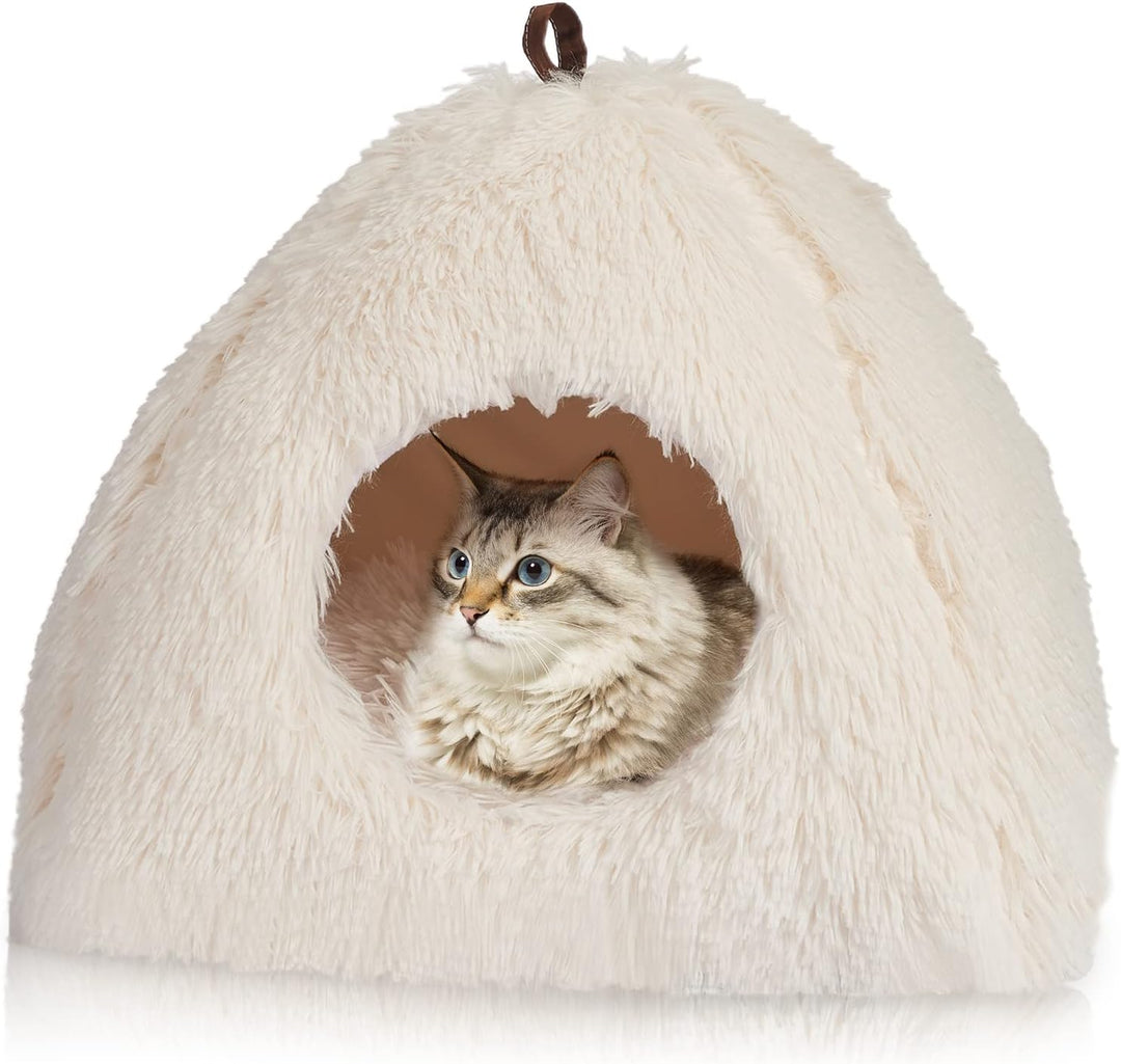 CATISM Katzenbett Waschbar Katzenschlafplatz für Katzen Katzenhöhle Plüsch Haustier Katzenkopfkissen
