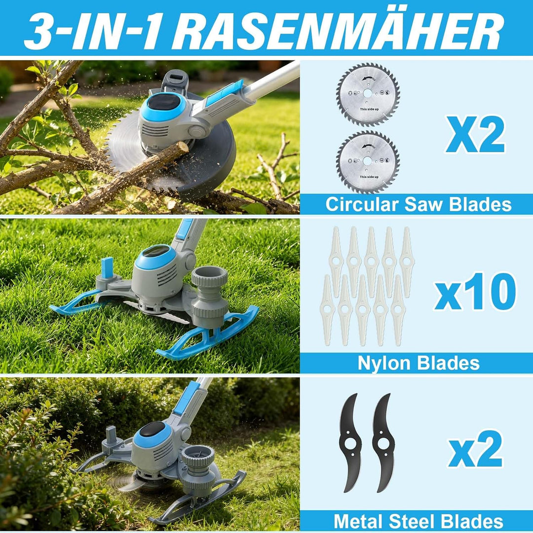 Akku Rasentrimmer für Makita-Akkus, 2 in 1 Rasentrimmer mit 2 x 4.0Ah Akku | 21V Akku Freischneider/