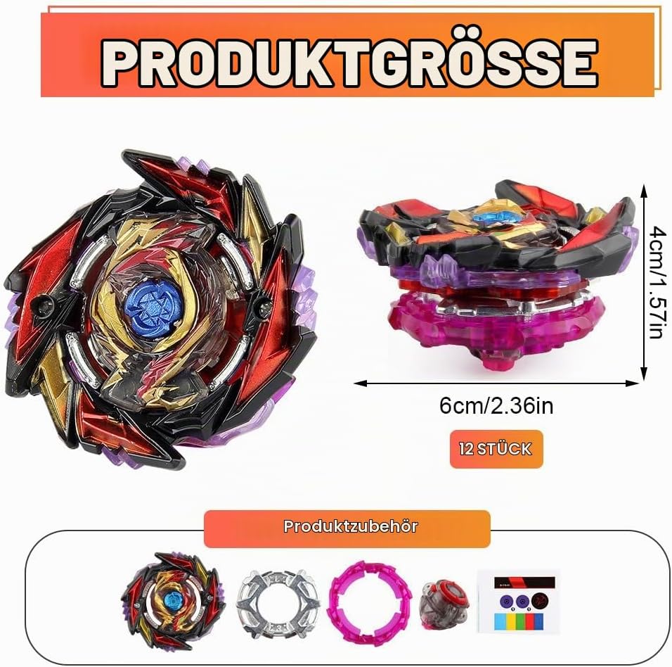 12 in 1 Kampfkreisel Set, Kampfkreisel Koffer mit 3 Bidirektionaler Sender, Bey Burst Turbo Blade Se