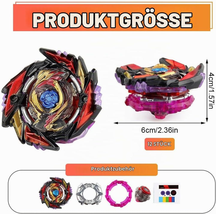 12 in 1 Kampfkreisel Set, Kampfkreisel Koffer mit 3 Bidirektionaler Sender, Bey Burst Turbo Blade Se