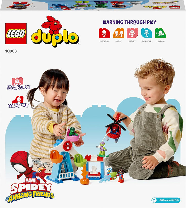 LEGO 10963 DUPLO Marvel Spider-Man & Friends: Jahrmarktabenteuer, Freizeitpark mit Spielzeug-Hubschr