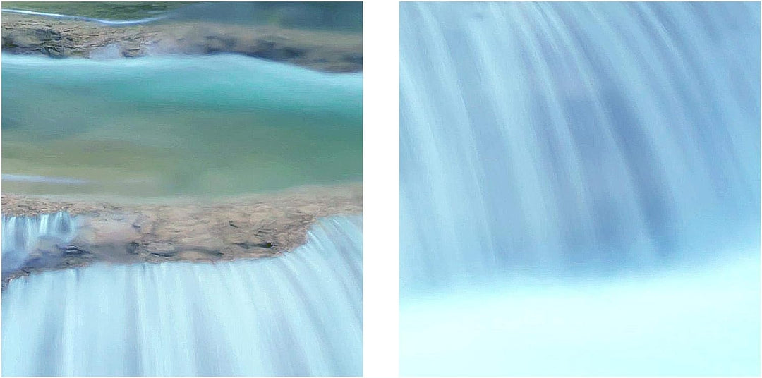 Runa Art Bild Schlafzimmer Wohnzimmer Wasserfall Landschaft 5 Teilig Berge Blau Grün Wandbilder auf