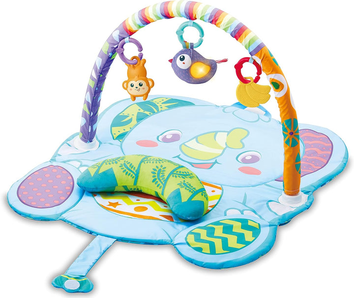 VTech Baby Elefanten-Spieldecke – Bunte Krabbeldecke mit Spielbogen – Leicht transportierbar – Inkl.