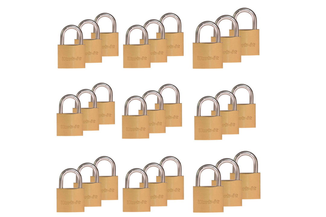 Work-it 3 x Vorängeschloss Set Sicherheitsschloss 30mm Mit je 6 Gleichschiliessenden Schlüsseln Pro