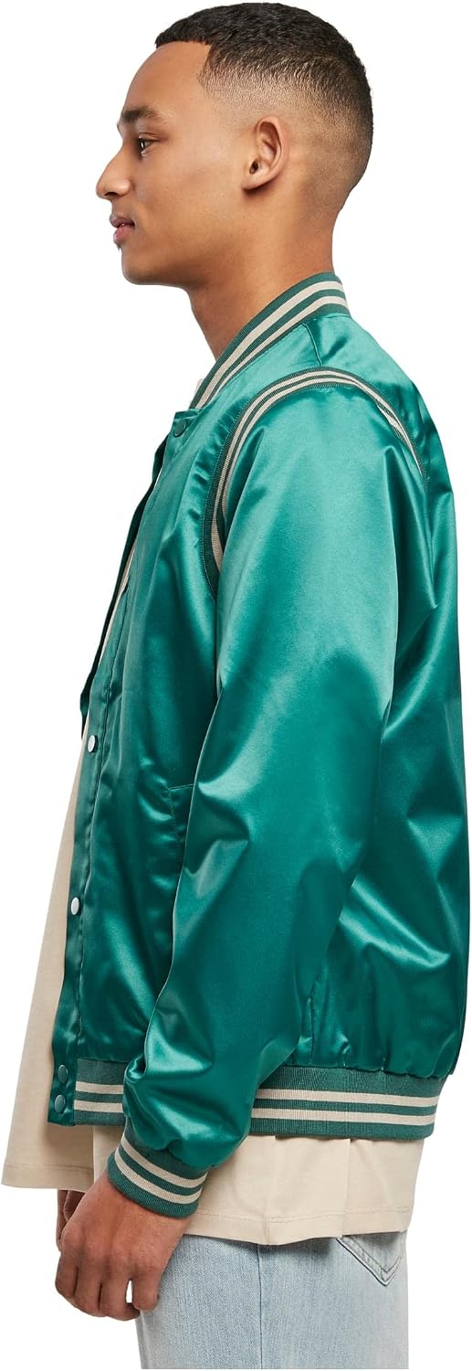 Urban Classics Herren Satin College Jacket L Grün, L Grün