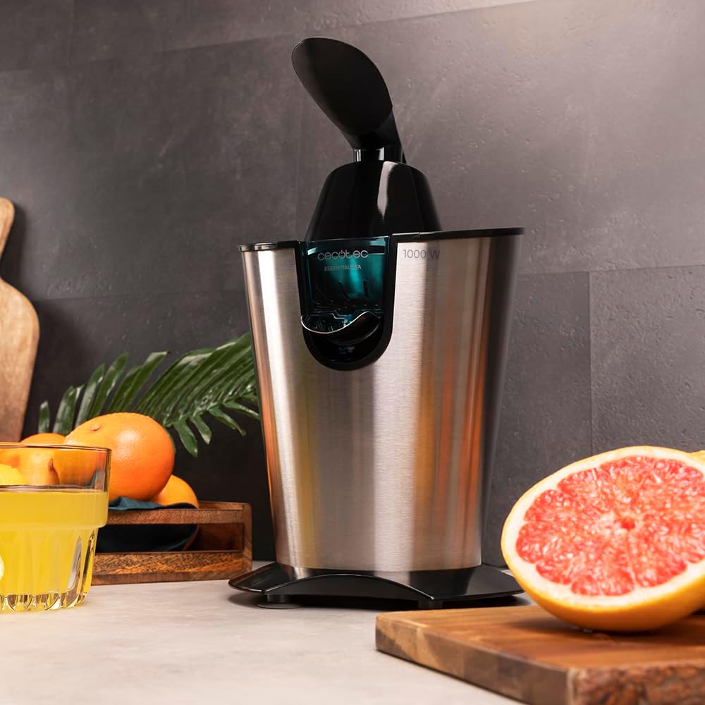 Cecotec Elektrische Zitruspresse für Orangen EssentialVita PowerFresh 1000 Inox. 1000W, Rostfreier F