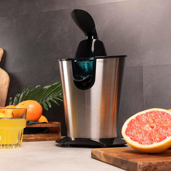 Cecotec Elektrische Zitruspresse für Orangen EssentialVita PowerFresh 1000 Inox. 1000W, Rostfreier F