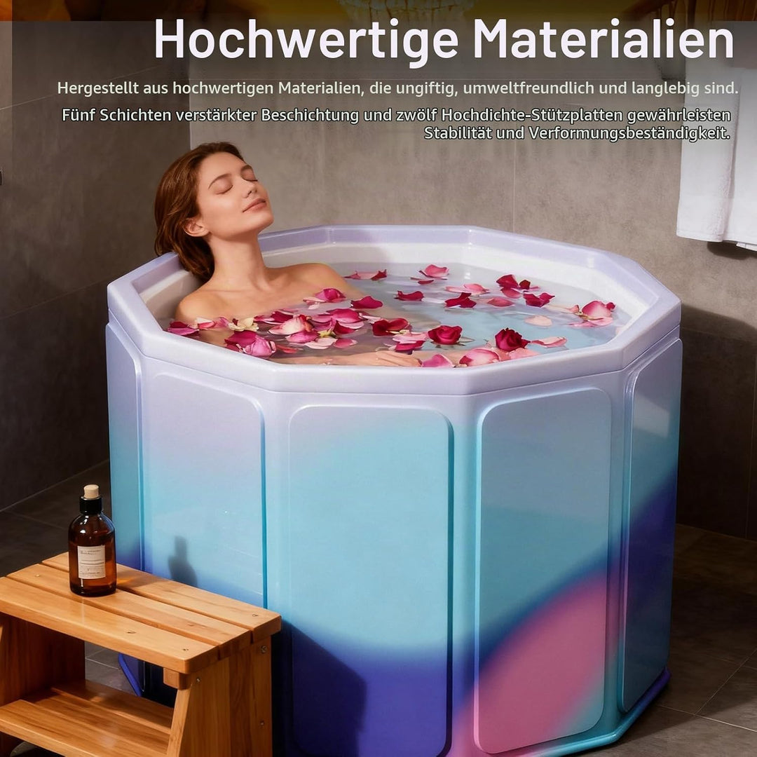 Faltbare Badewanne, 80x70cm(BxH) Tragbare Mobile Badewanne für Heiss- und Kaltbäder für kleine Badez
