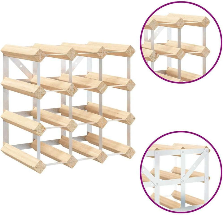 vidaXL Kiefernholz Massiv Weinregal für 12 Flaschen Modern Flaschenregal Flaschenständer Weinschrank