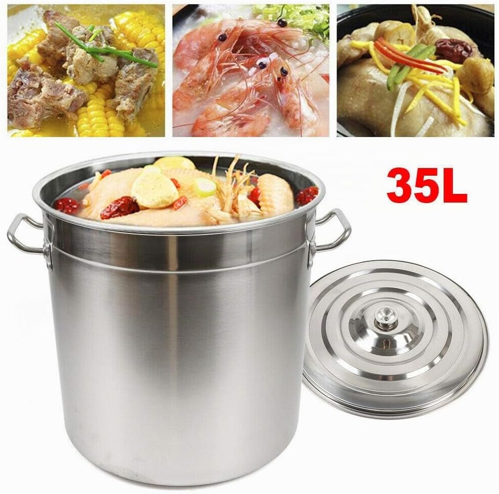 35 Liter Edelstahl Topf Küchenutensil Kochtopf Suppen Eintöpfe Topf mit Deckel Suppentopf aus verdic
