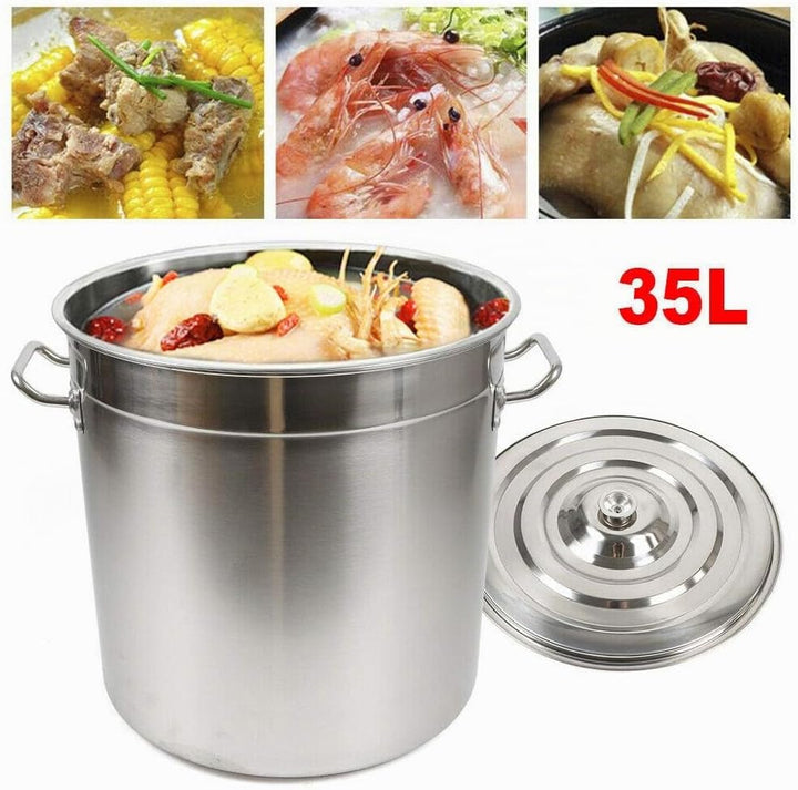 35 Liter Edelstahl Topf Küchenutensil Kochtopf Suppen Eintöpfe Topf mit Deckel Suppentopf aus verdic