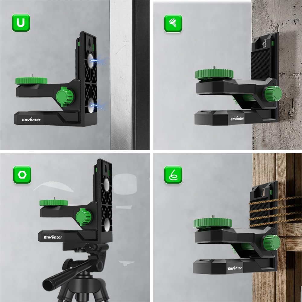Enventor L-Halterung PV2 Magnetische Laserhalterung, 50mm Höhenverstellung mit Skala, 360° Drehbar,