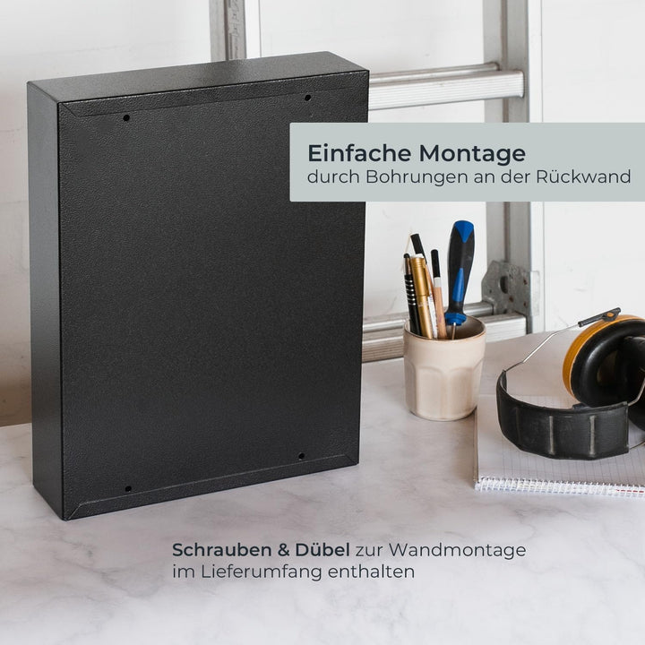 HMF Schlüsselschrank aus Stahl, abschliessbarer Schlüsselkasten für Büro, Verwaltung oder Fuhrpark |