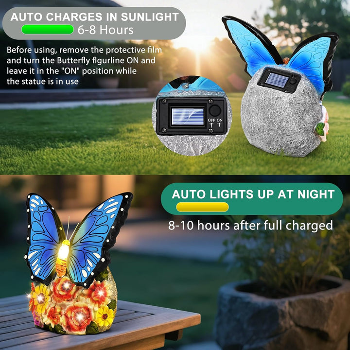 Linkax Geschenke für Frauen Mama Oma, Solar Gartenfiguren Schmetterling Gartendeko für Draussen, mit