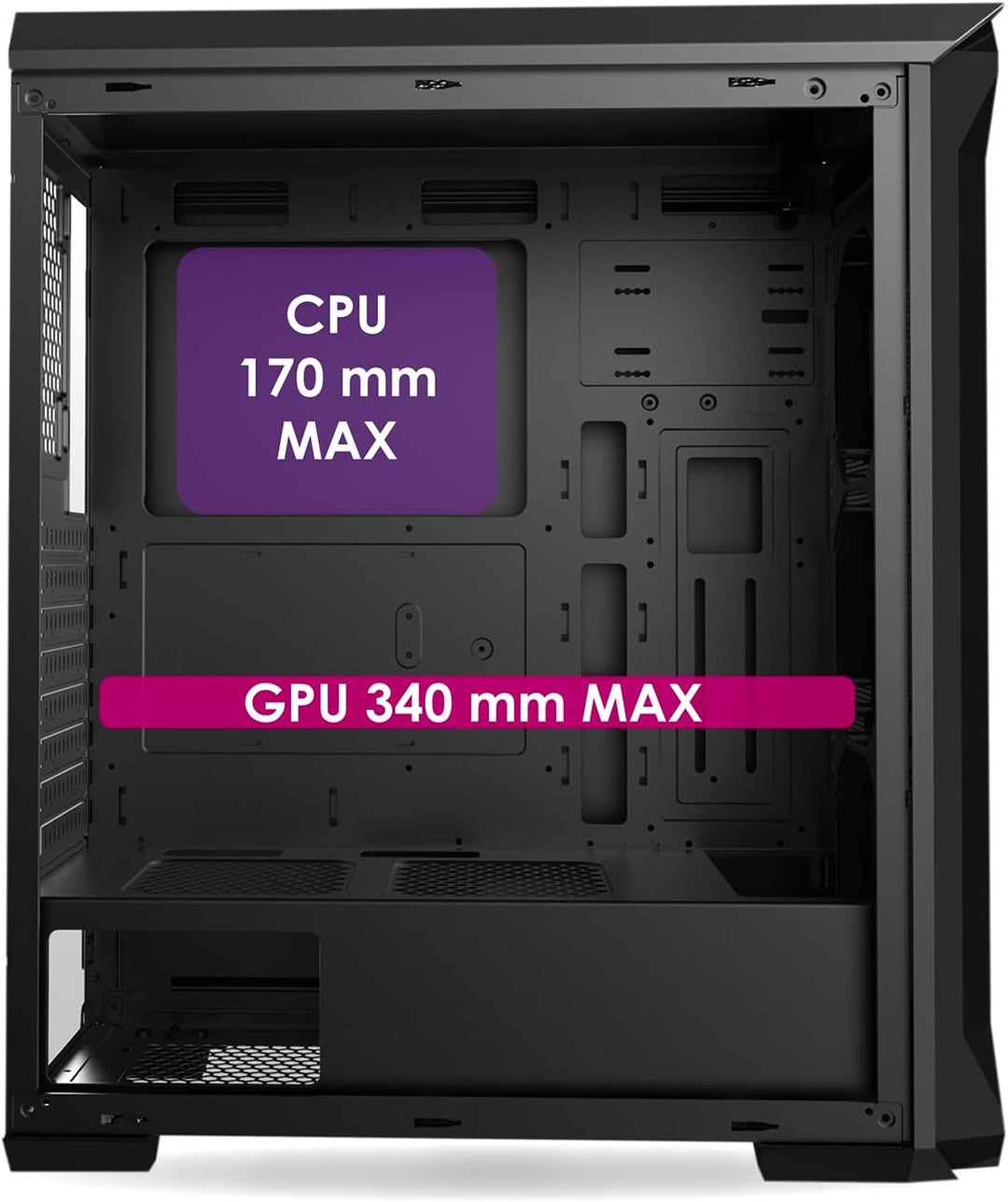 EMPIRE GAMING – Darkwitcher - PC Gehäuse Gamer - ARGB Mittelgrosser Gehäuseturm ATX – Fassade aus Me