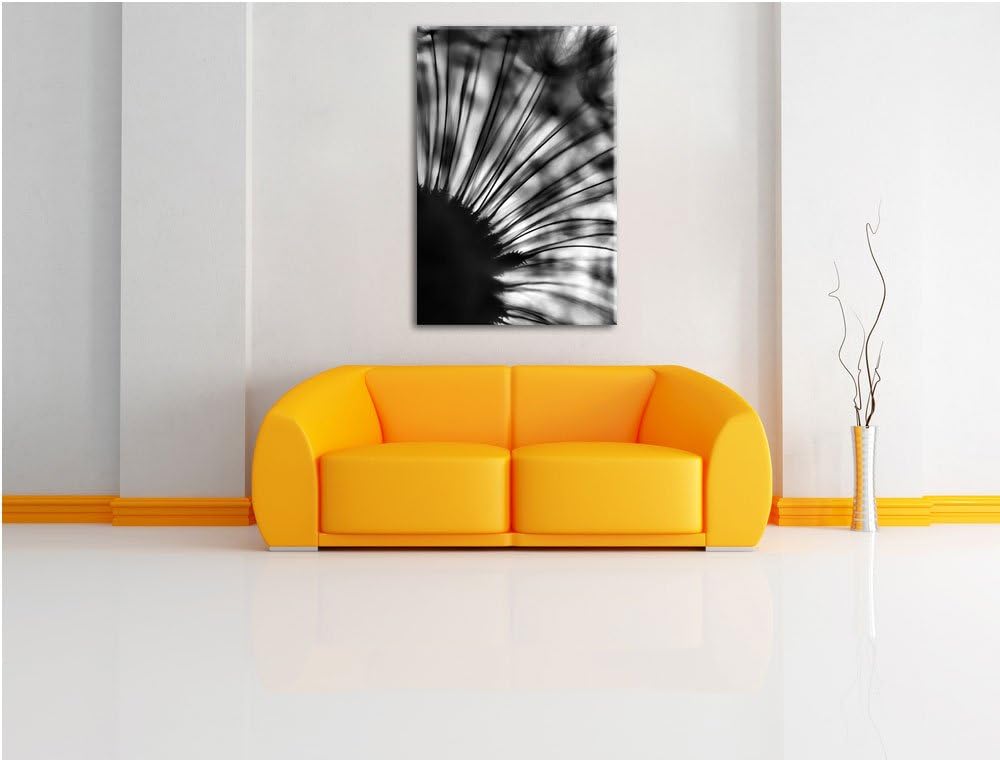 Pixxprint Monocrome, Pusteblume schwarz/weiss, Format: 100x70 auf Leinwand, 100x70