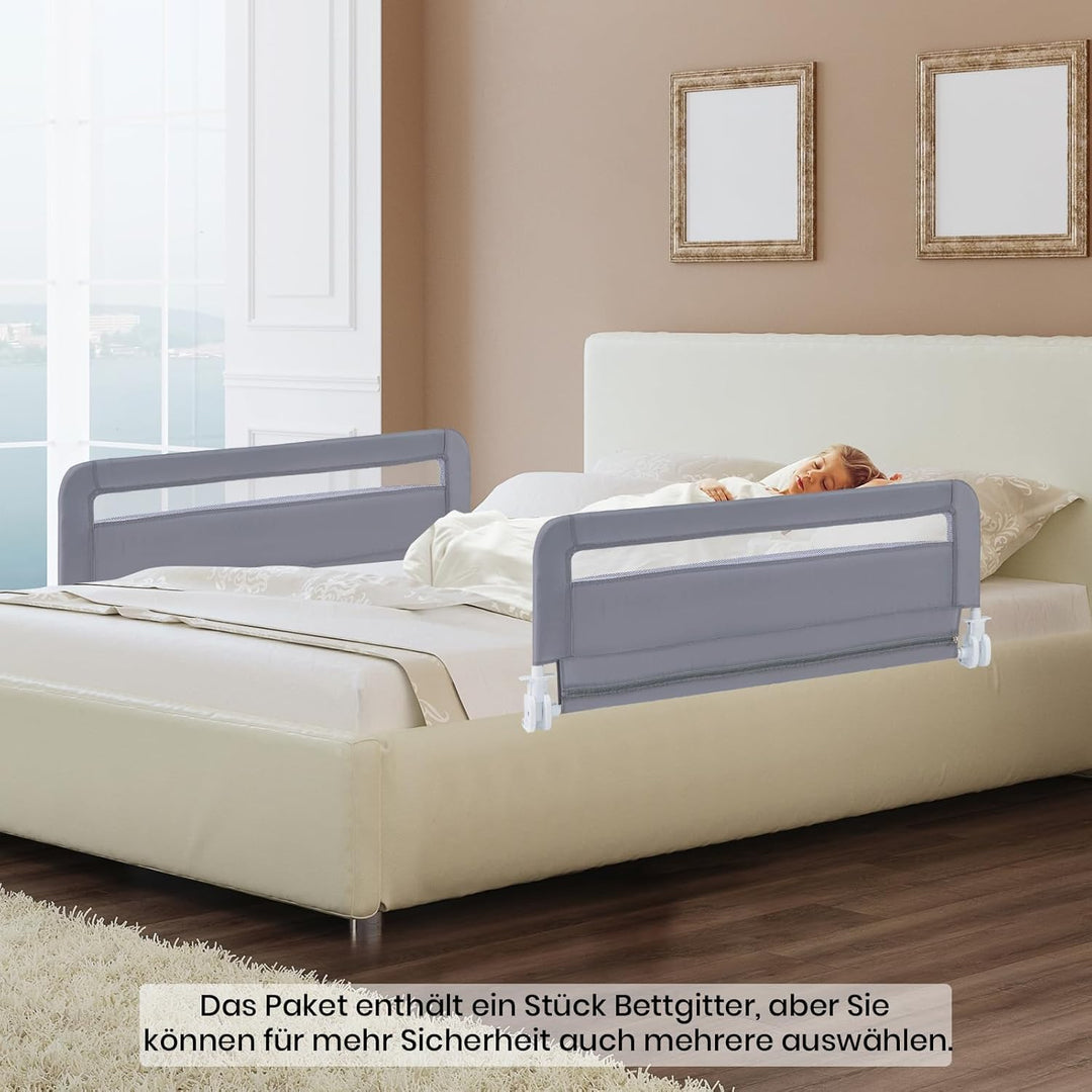 COSTWAY Bettgitter klappbar für Kleinkinder, 100 x 42 cm Bettschutzgitter mit Sicherheitsgurt & abne
