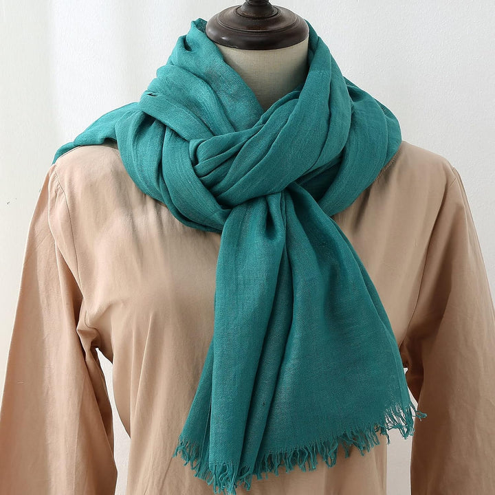Damen Schultertuch Grosse Winter Warme Schal Scarf Stola für Frauen Deckenschal mit Fransen Blau, Bl