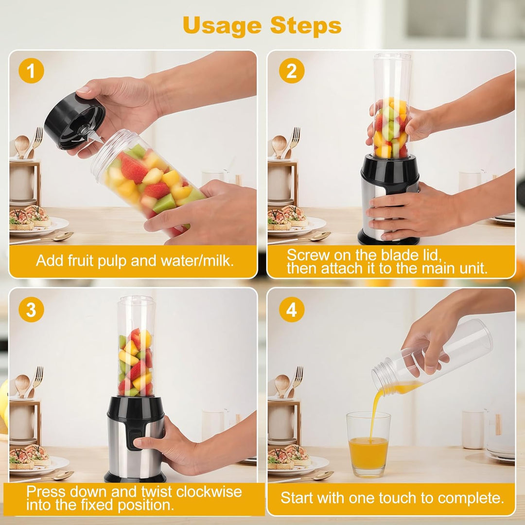 Mixer, Mini Standmixer, Smoothie Maker mit 2x600ml Flaschen BPA frei, Tragbarer Blender Mixer Smooth