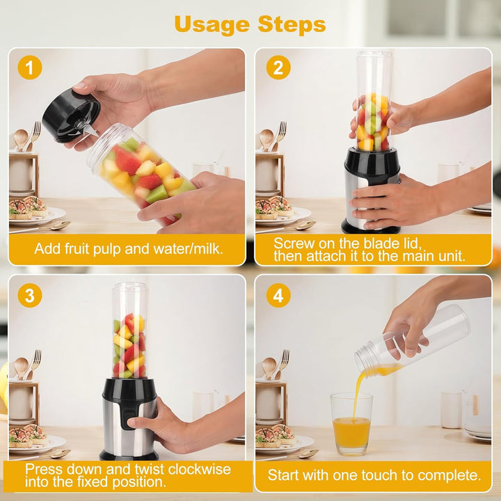 Mixer, Mini Standmixer, Smoothie Maker mit 2x600ml Flaschen BPA frei, Tragbarer Blender Mixer Smooth