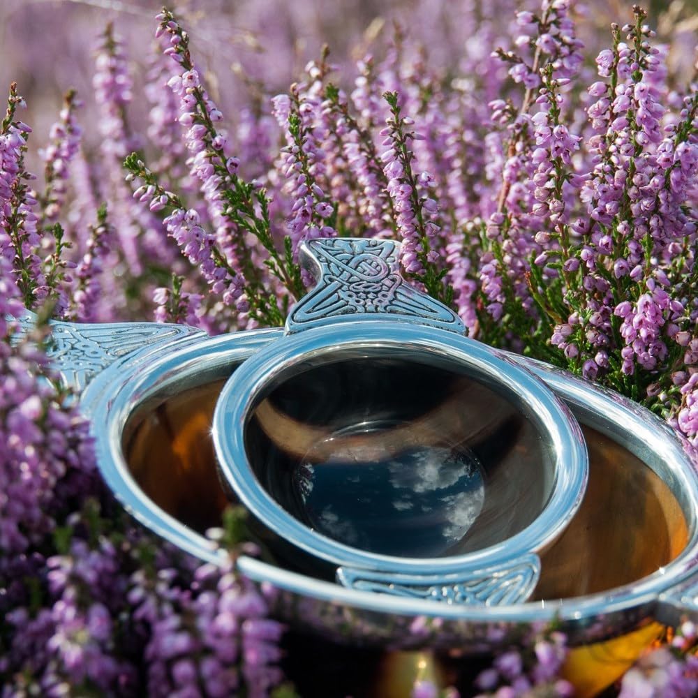 Wentworth Pewter - Mittelgrosses Horn und Zinn Quaich Whisky Probierschale Loving Cup Burns Night