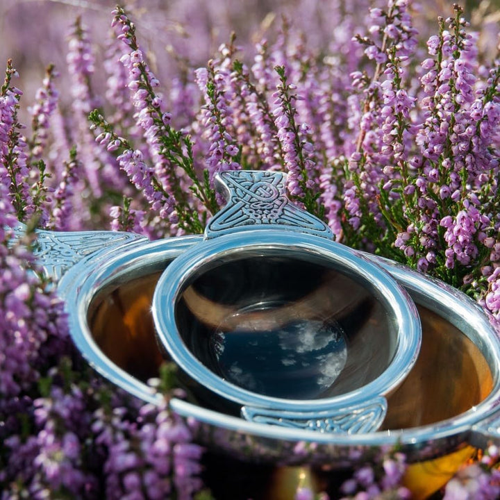 Wentworth Pewter - Mittelgrosses Horn und Zinn Quaich Whisky Probierschale Loving Cup Burns Night