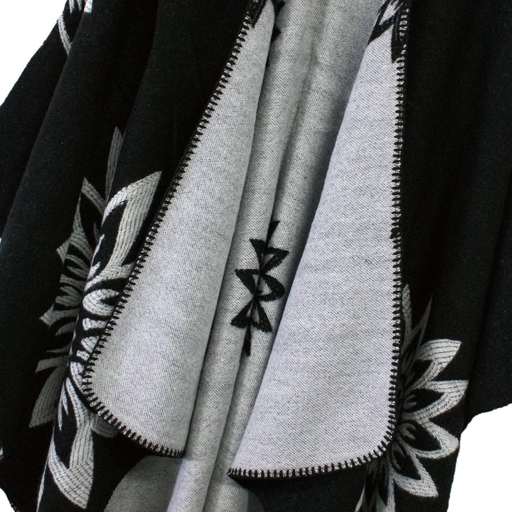 Damen Warm Offene Front Strick Schals und Wraps Floral Elegante Cardigans Poncho Cape Coat Mantel Sc