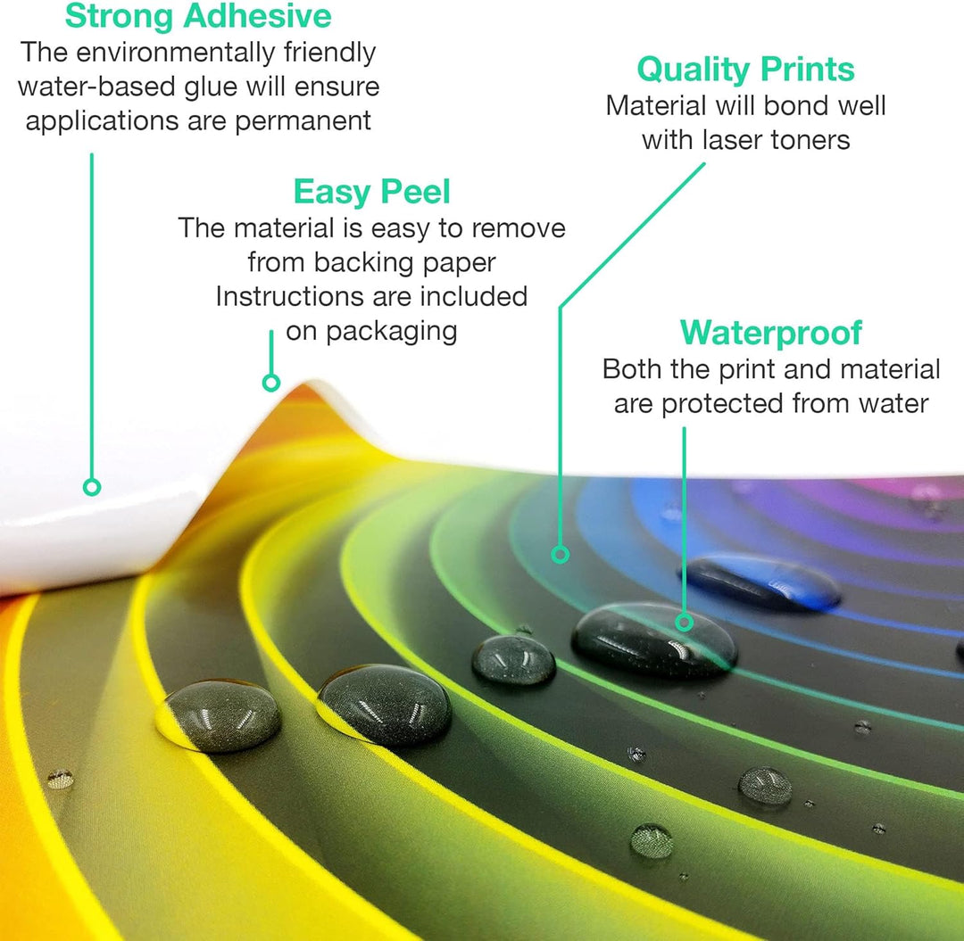 100 Blatt A4 selbstklebendes weisses, mattes Vinyl | nur Laserbedruckbar | wasserfeste Aufkleberböge