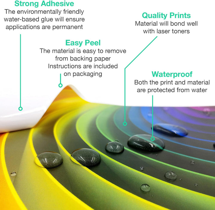100 Blatt A4 selbstklebendes weisses, mattes Vinyl | nur Laserbedruckbar | wasserfeste Aufkleberböge