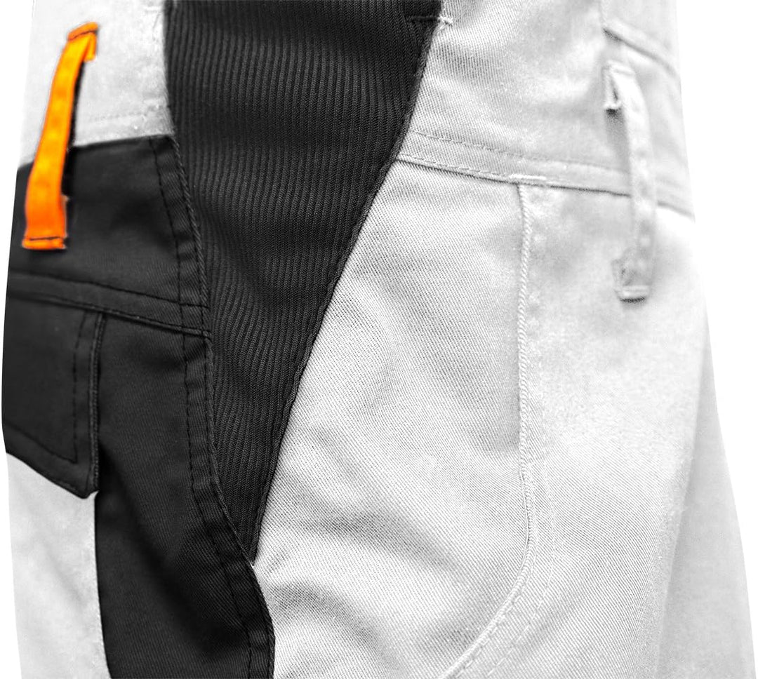 strongAnt Latzhose Herren Stretch Arbeitshose Arbeitslatzhose mit Kniepolstertaschen Schwarz Grau We