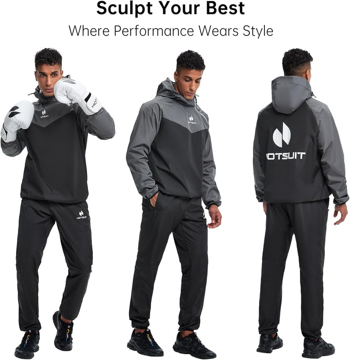 HOTSUIT Schwitzjacke/Schwitzanzug Herren Trainingsanzug Sportanzug Fitness Schwitzanzug Trainingshos