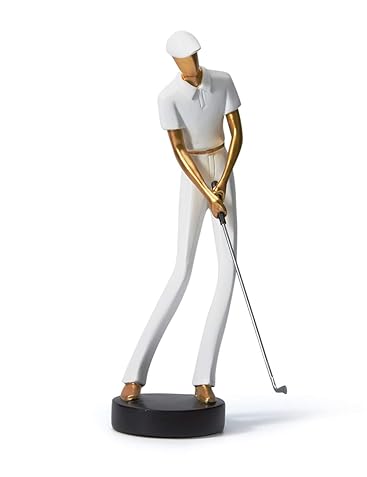 Amoy-Art Golfer Figuren Statue Skulptur Golfspieler Geschenk Polyresin Deko Arts Weiss