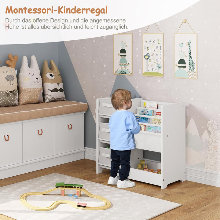 Lestarain Kinderzimmerregal, Spielzeug-Organizer, Regal für Kinderzimmer Spielzimmer, mit 3 Aufbewah