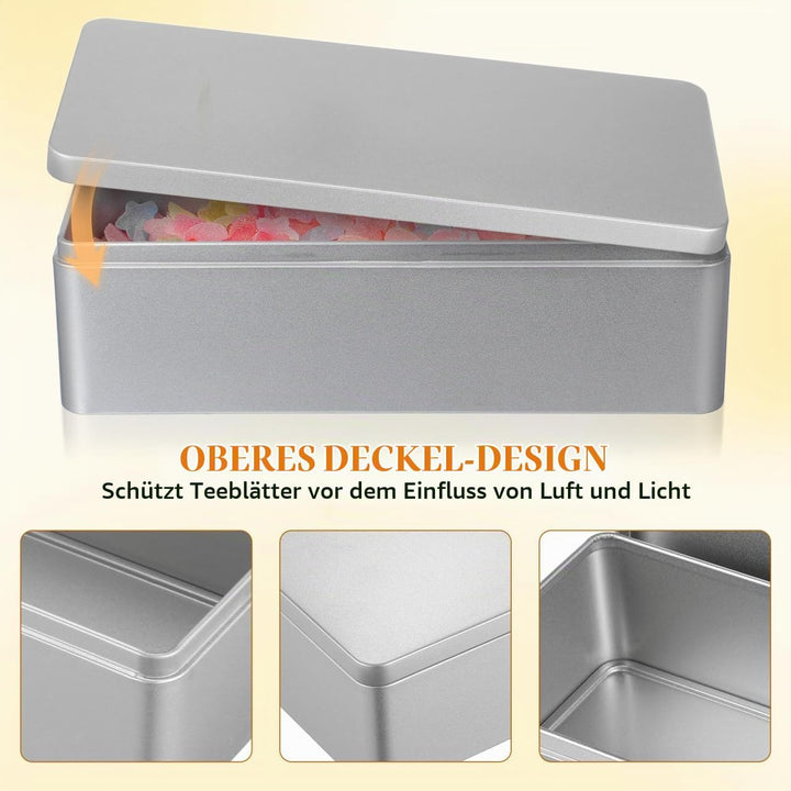 Angoily Rechteckige Leere Blechdose Mit Deckel Aufbewahrungsbox Weissblech Rechteckige Keksdose 23,5