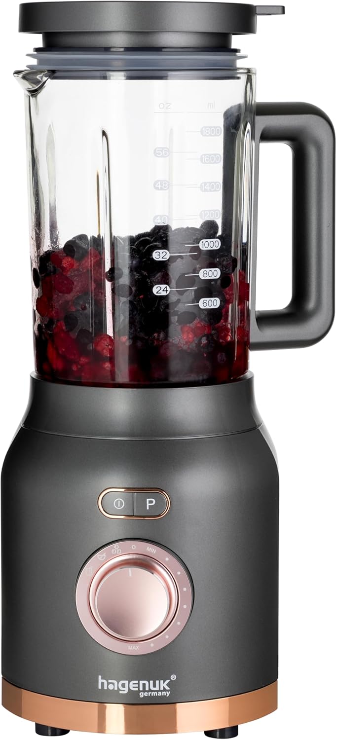 2in1 Powermixer und Smoothiemaker | 1200 Watt | Glasbehälter 1,8 Liter | To-Go-Becher aus Tritan Kun