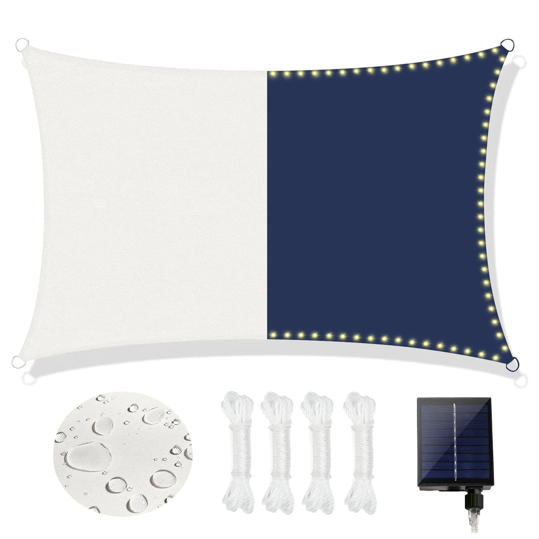 ABIUBIU wasserdichte-Sonnensegel 3x4m mit eingebauter LED-Solar-Lichterkette, 98% UV-Schutz, reiBfes