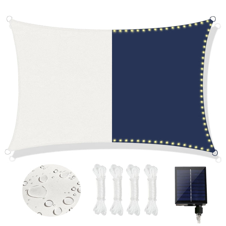 ABIUBIU wasserdichte-Sonnensegel 3x4m mit eingebauter LED-Solar-Lichterkette, 98% UV-Schutz, reiBfes