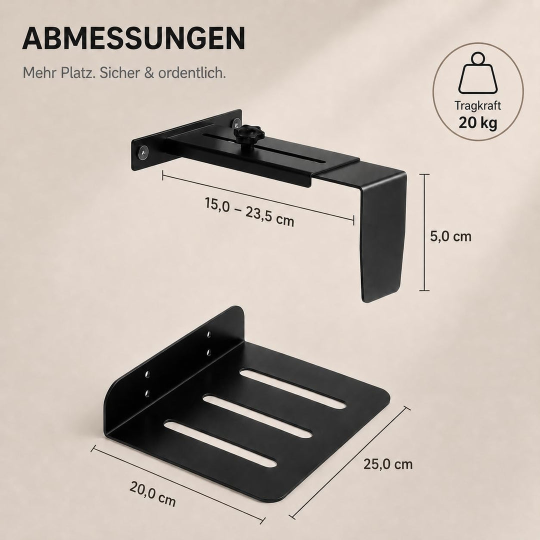 PC-Halterung Untertisch verstellbar ohne Bohren 20kg Kapazität | PC Halter für höhenverstellbare Sch