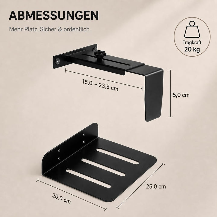 PC-Halterung Untertisch verstellbar ohne Bohren 20kg Kapazität | PC Halter für höhenverstellbare Sch