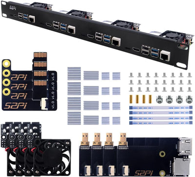 GeeekPi 1U Rack Kit für Raspberry Pi 4B, 19" 1U Rackmount Unterstützt 1-4 Einheiten mit 4 Raspberry