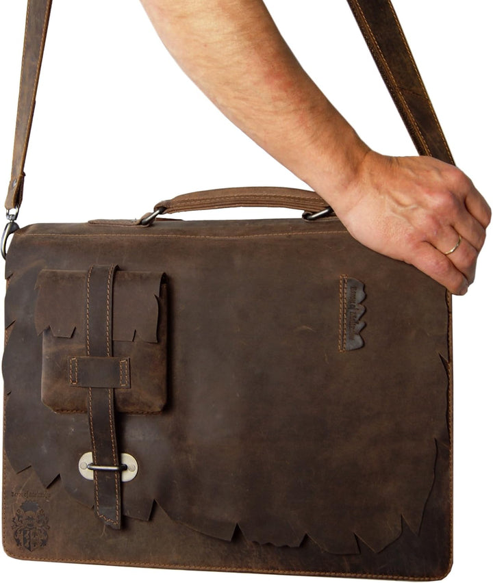 Freiherr von Maltzahn Aktentaschen Laptoptasche SHATTERHAND, 41 cm, braun, Western-Leder, L251 + Led